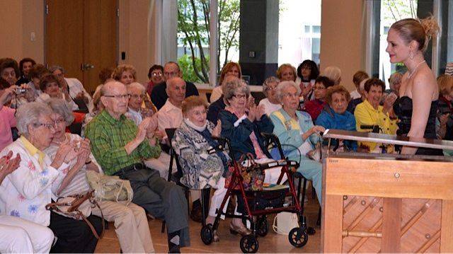 Beatrice Berrut performs at a retirement home as part of CIPC’s community outreach program
