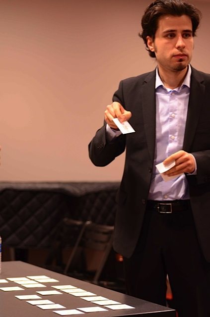 Oskar Jezior draws his performance number at the contestant orientation